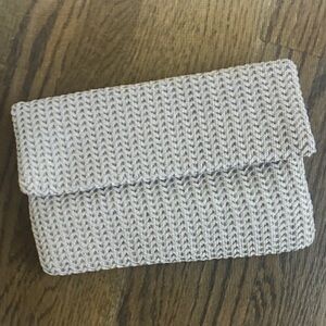 Madison West Cream Woven Clutch